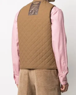 Men's Reversible Quilted Vest Jacket Brown Clothing > Coats