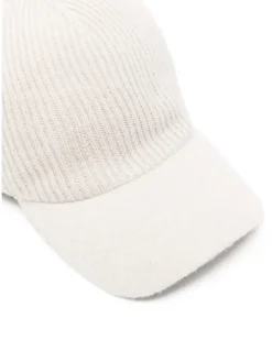 Men's Ribbed-Knit Cashmere Baseball Cap Aw26 M White