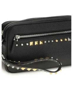 Men's Rockstud Clutch Bag Nero Calf Leather Bos Taurus Beauty Cases rockstud Black