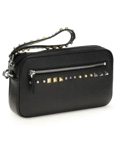 Men's Rockstud Clutch Bag Nero Calf Leather Bos Taurus Beauty Cases rockstud Black