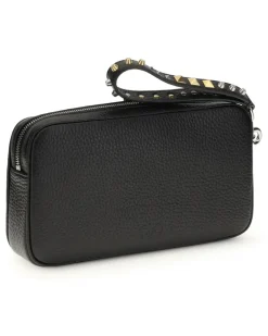 Men's Rockstud Clutch Bag Nero Calf Leather Bos Taurus Beauty Cases rockstud Black
