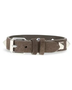 Men's Rockstud Leather Bracelet Testa Di Moro Calf Bos Taurus Bracelets rockstud Brown