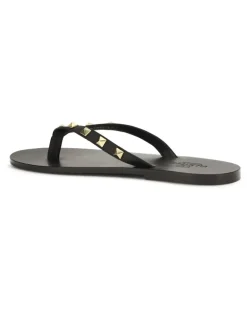 Men's Rockstud Thong Sandals Nero Calf Leather Bos Taurus rockstud Black