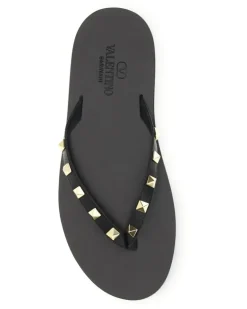 Men's Rockstud Thong Sandals Nero Calf Leather Bos Taurus rockstud Black