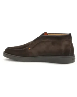 Men's Suede Slip-On Ankle Boots Dark Brown