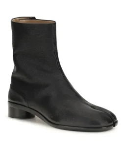 Men's Tabi Ankle Boots Black Calf Leather Bos Taurus tabi