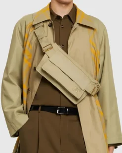 Men's Trench Gabardine Logo Belt Bag Green Textile