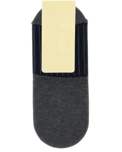 Men's Two-Tone Stretch Cotton Blend Invisible Socks Oltremare Calze Gray