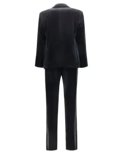 Men's Velvet Tuxedo Suit Nero Cotton Suits Black