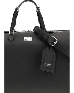 Men's Vittoria Calfskin Travel Bag Nero Calf Leather Bos Taurus; Pvc Briefcases Black