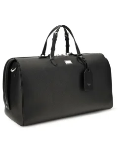 Men's Vittoria Calfskin Travel Bag Nero Calf Leather Bos Taurus; Pvc Briefcases Black