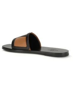 Men's Viva Superstar Slide Sandals Nero-Roasted Pecan Calf Leather Bos Taurus Nero/roasted Black