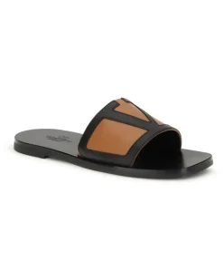 Men's Viva Superstar Slide Sandals Nero-Roasted Pecan Calf Leather Bos Taurus Nero/roasted Black