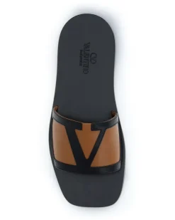 Men's Viva Superstar Slide Sandals Nero-Roasted Pecan Calf Leather Bos Taurus Nero/roasted Black