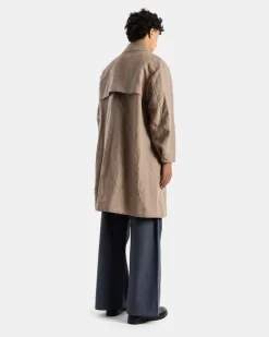Men's Washi Paper And Linen Beige Raincoat Coat