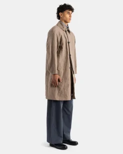Men's Washi Paper And Linen Beige Raincoat Coat