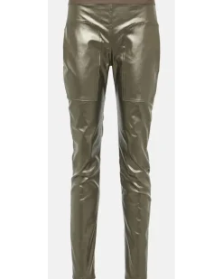 Metallic-Leggings aus Denim Silber