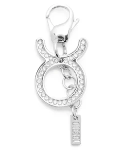 Metallischer Stier-Anhänger mit Strasssteinen - Charms und Schlüsselanhänger - Unisex - Silber