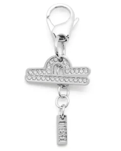 Metall-Libra-Anhänger mit Strasssteinen - Charms und Schlüsselanhänger - Unisex - Silber