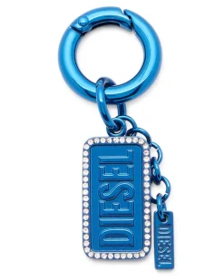 Metall-Schlüsselanhänger mit Diesel-Logo und Strasssteinen - Charms und Schlüsselanhänger - Unisex - Blau