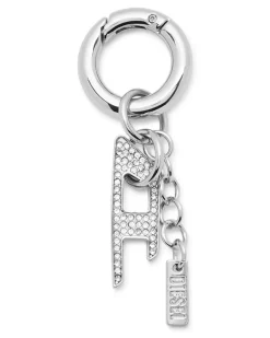 Metallschlüsselanhänger mit D-Anhänger aus Strass - Charms und Schlüsselanhänger - Unisex - Silber