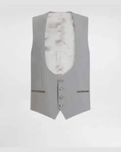 Micro-rib Tuxedo Vest - Mann Anzüge Und Blazer Grau