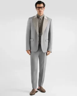 Micro-rib Tuxedo Vest - Mann Anzüge Und Blazer Grau