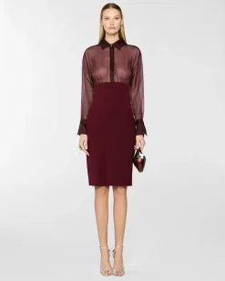 Midi dress in organza Purple