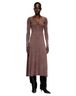 Midikleid aus verblasstem Rippstrick-Jersey - Kleider - Damen - Rosa