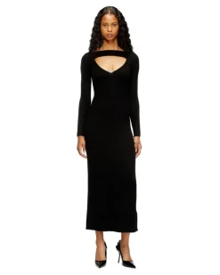 Midikleid aus Wolle mit Intarsienmuster - Kleider - Damen - Schwarz