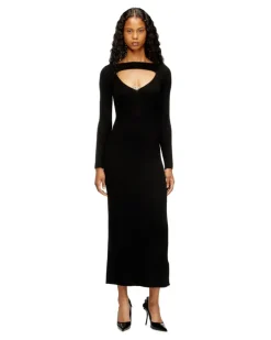 Midikleid aus Wolle mit Intarsienmuster - Kleider - Damen - Schwarz