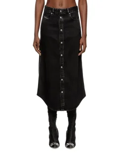 Midirock aus Denim - Röcke - Damen - Schwarz