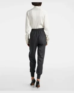 Mid-Rise-Hose aus Wolle Grau