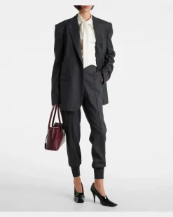 Mid-Rise-Hose aus Wolle Grau