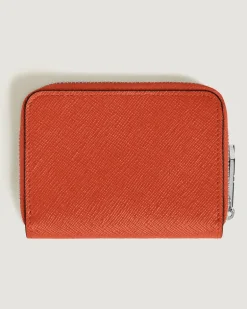 Mini-Brieftasche 2 cc mit Reißverschluss aus Sartorial Leder - Mandarine - Leder - MB221340 - Brieftaschen
