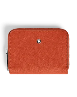Mini-Brieftasche 2 cc mit Reißverschluss aus Sartorial Leder - Mandarine - Leder - MB221340 - Brieftaschen