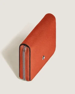 Mini-Brieftasche 2 cc mit Reißverschluss aus Sartorial Leder - Mandarine - Leder - MB221340 - Brieftaschen