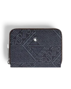 Mini Brieftasche 2 cc mit Reißverschluss aus 4810 Denim - Blau - Stoff und Leder - MB221478 - Brieftaschen