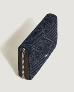 Mini Brieftasche 2 cc mit Reißverschluss aus 4810 Denim - Blau - Stoff und Leder - MB221478 - Brieftaschen
