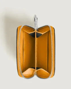 Mini-Brieftasche 2 cc mit Reißverschluss aus Sartorial Leder - Safranorange - Leder - MB221504 - Brieftaschen