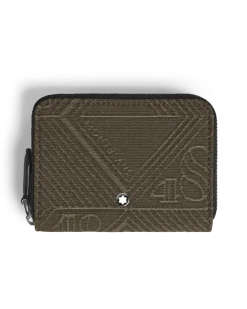 Mini Brieftasche 2 cc mit Reißverschluss aus 4810 Jacquard - Khaki - Stoff und Leder - MB220263 - Brieftaschen