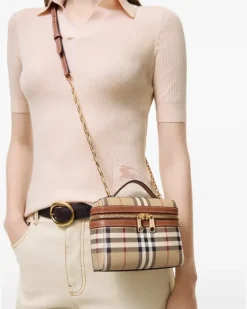 Mini Check Kosmetiktasche - Nude