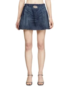 Minirock aus Prince-of-Wales-Denim - Röcke - Damen - Blau