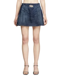 Minirock aus Prince-of-Wales-Denim - Röcke - Damen - Blau