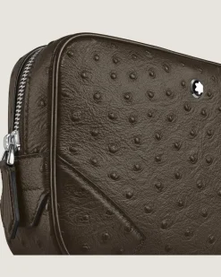 Mini Umhängetasche aus Leder mit Straußenprägung - Khaki - Leder - MB220469 - Messenger Bags