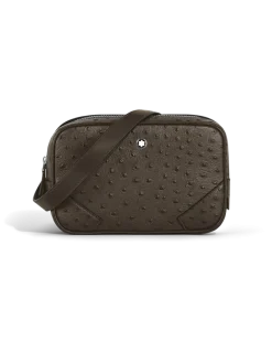 Mini Umhängetasche aus Leder mit Straußenprägung - Khaki - Leder - MB220469 - Messenger Bags