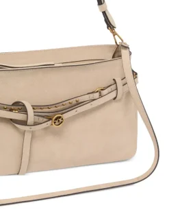 Mittelgroße Belt Bag Schultertasche mit Nieten - Nude