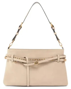 Mittelgroße Belt Bag Schultertasche mit Nieten - Nude