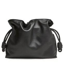Mittelgroße Clutch Flamenco aus Kalbsnappa Black