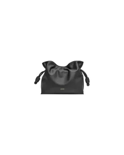Mittelgroße Clutch Flamenco aus Kalbsnappa Black